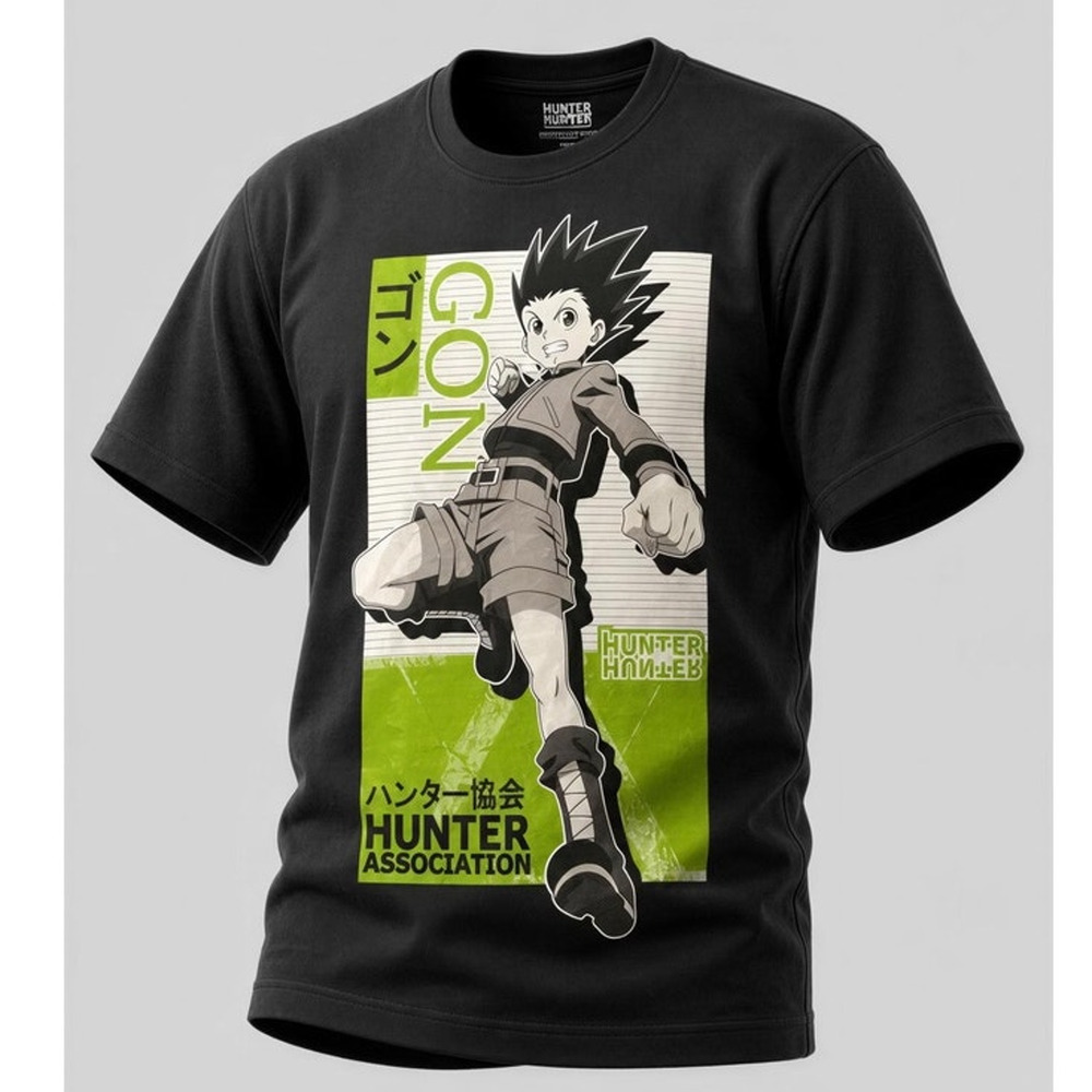 Hunter x Hunter T-Shirt Mens Size Medium Black Green Gon Freecss Graphic Print